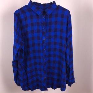 Banana Republic Dillon Shirt flannel plaid blue XL